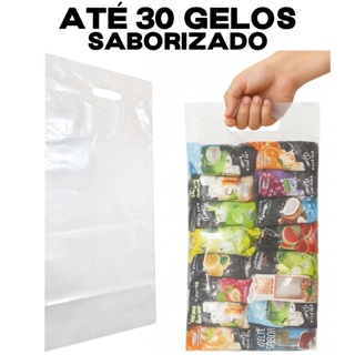 Saco Embalagem C/ Alça 100 Unidades P/ Armazenamento e Transporte Cabe Até 30 Gelos Saborizados em Oferta na Shopee