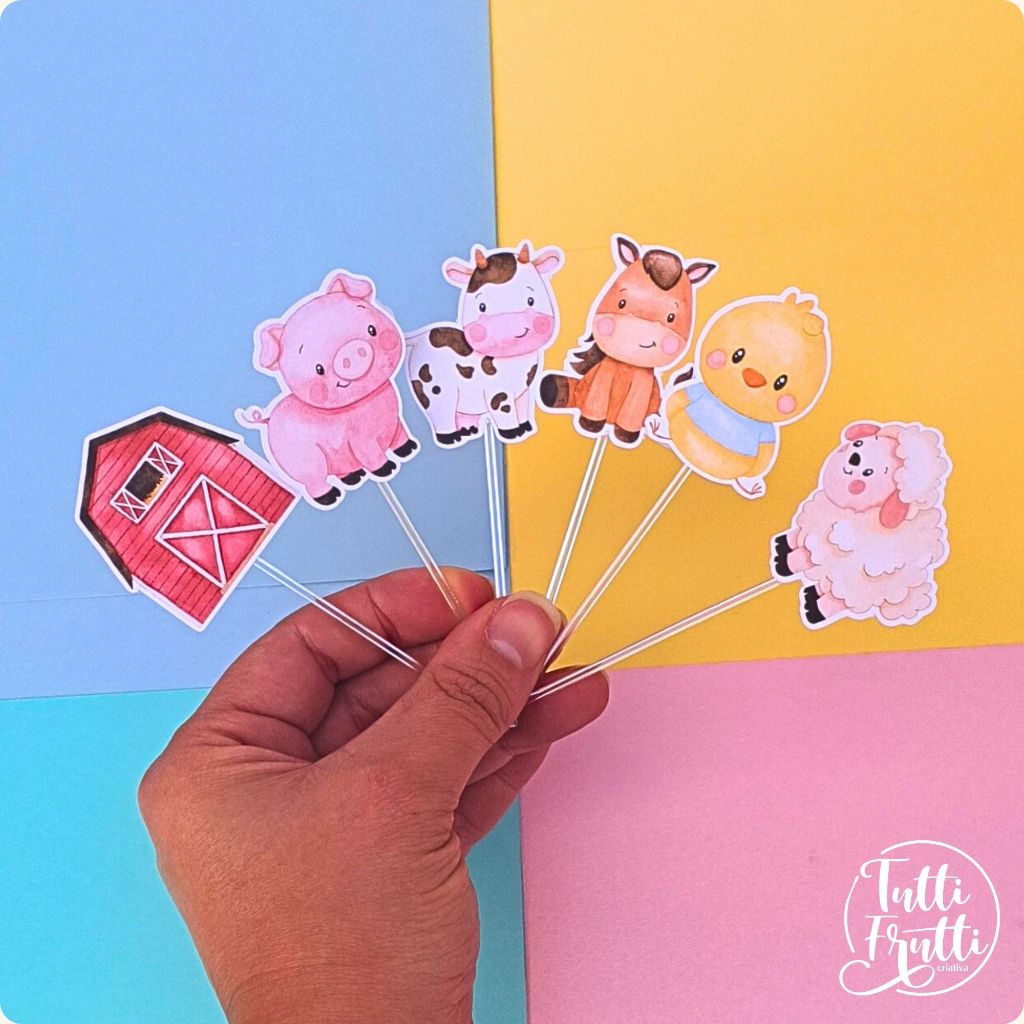 56 Toppers para Docinhos Fazendinha | Enfeite de Docinhos Festa Infantil | Fazemos todos os temas em Oferta na Shopee