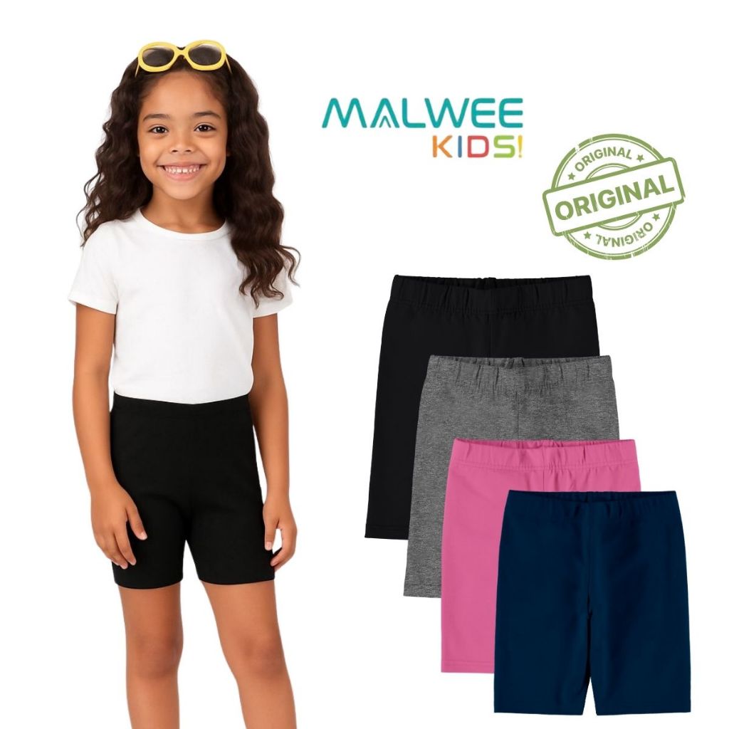 SHORTS CICLISTA INFANTIL MENINA BERMUDA BÁSICA UNIFORME MALWEE KIDS em Oferta na Shopee