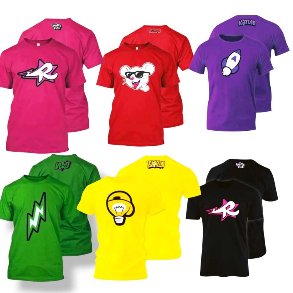 Kit 2 camisa turma emily vick robson leozin void katlen blusa infantil do grupo rosa youtuber em Oferta na Shopee