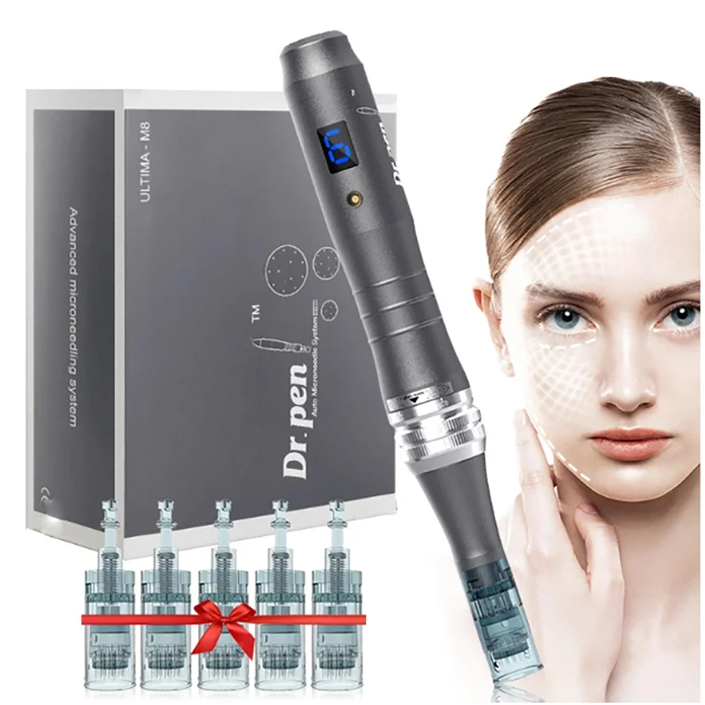 Caneta Dr. Pen Ultima M8 Sem Fio + 5 Cartuchos | Microagulhamento Elétrico Facial e Capilar Derma Pen