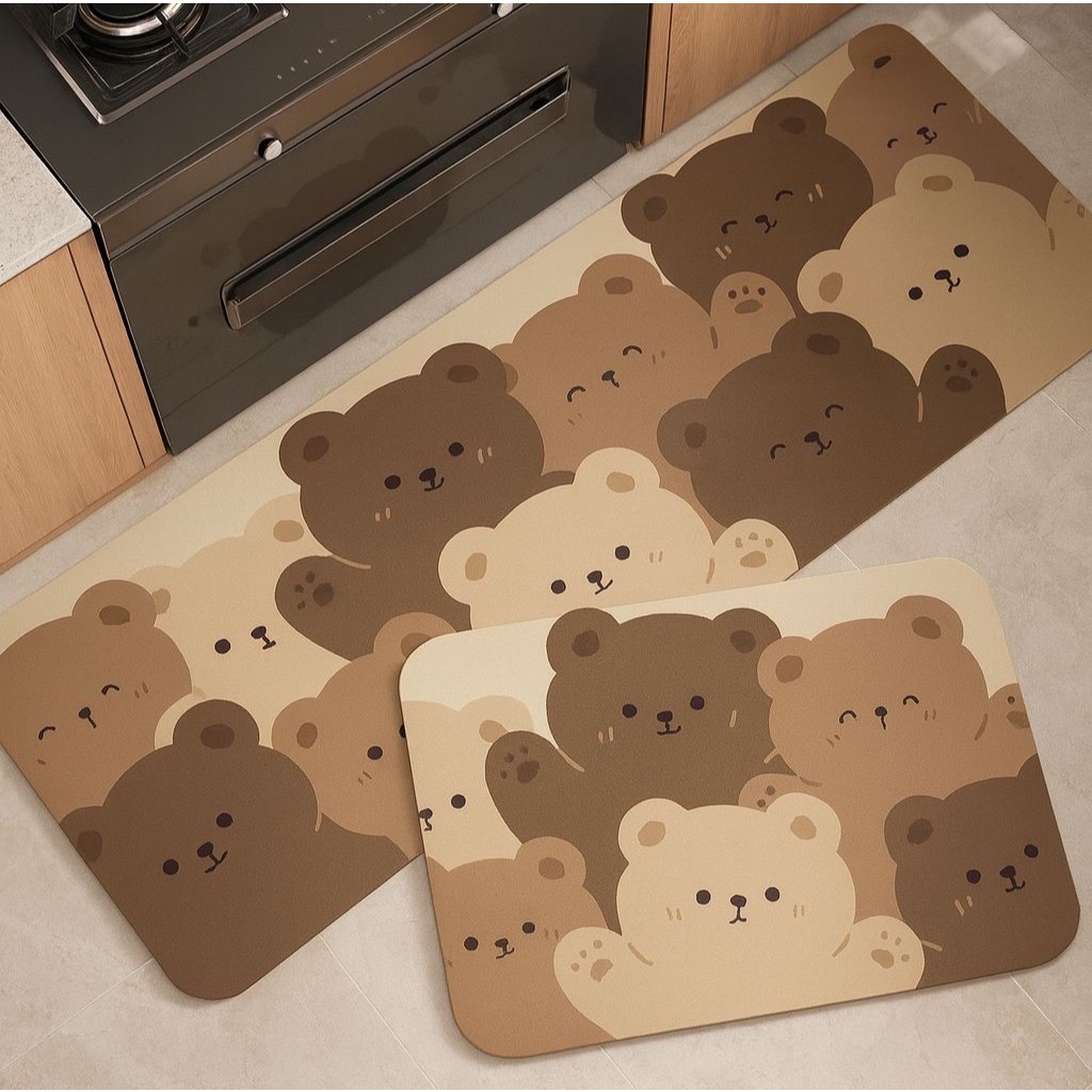Kit Tapete Jogo Passadeira Belga De Cozinha Antiderrapante Emborrachada Desenho fofo em Oferta na Shopee