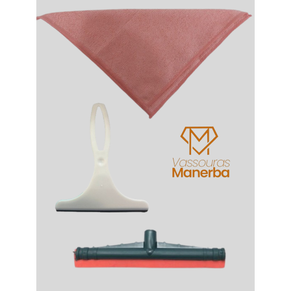 PANO MICROFIBRA COLORIDO COM RODINHO SLIM E RODO PLASTICO 30