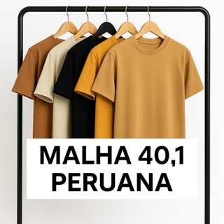 5 Camisetas Malha Peruana Algodão com elastano Pima Premium , Confortável e Durável Plus em Oferta na Shopee