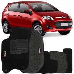 Jogo de Tapete Automotivo Carpete Fiat Novo Palio 2012 à 2018 Soft Logo Bordado 5 Peças