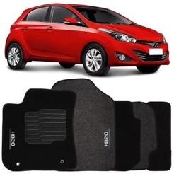 Jogo de Tapete Automotivo Carpete Hb20 2012 à 2019 Soft 5 Peças Logo Bordado