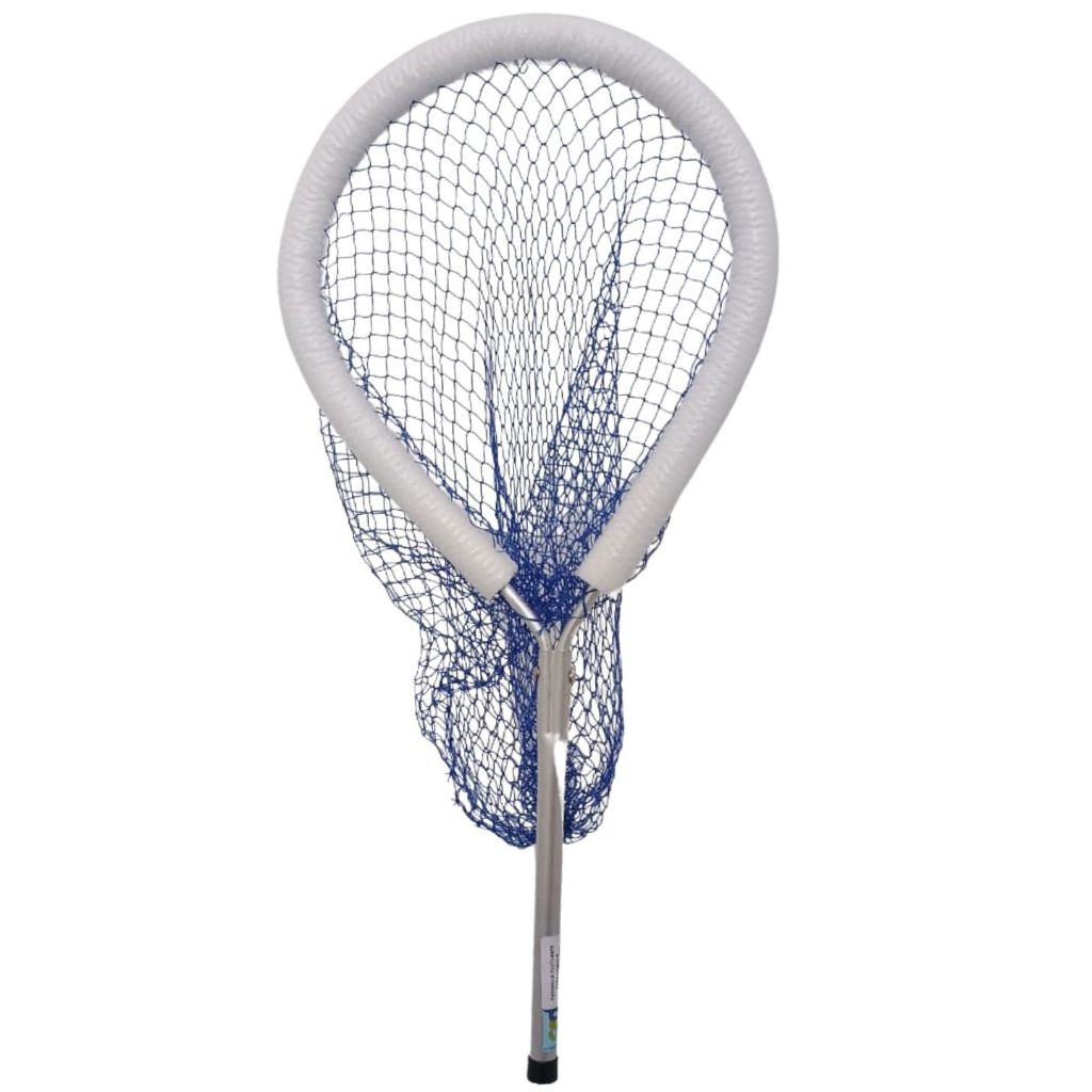 Passagua Puçá Flutuante Pesca Caiaque Cabo 30cm Rede 60cm Azul