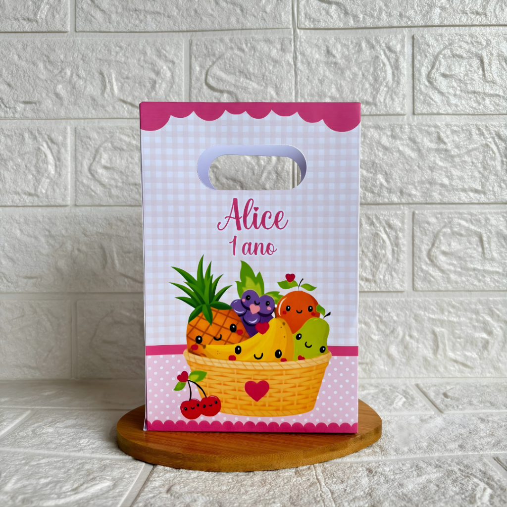 PEGUE E MONTE - Sacolinha Surpresa Personalizada Frutinhas - Festa Infantil - Aniversário – Lembrancinha