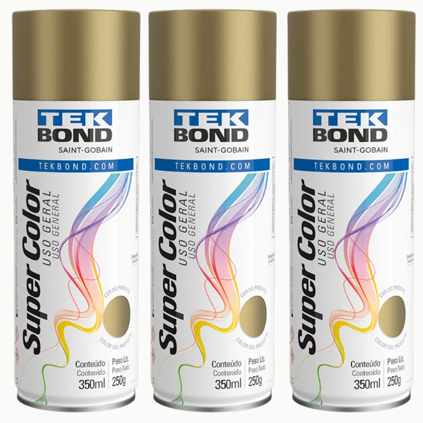 3 Tinta Spray Dourado 350ml - Tekbond em Oferta na Shopee