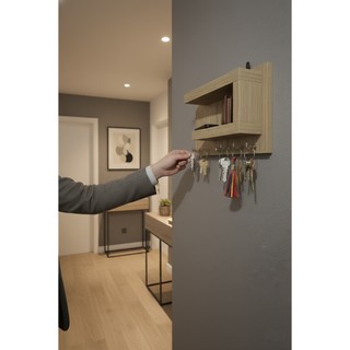 Porta Chaves De Parede Em MDF Com Prateleiras Premium Varias Cores Porta Oculos E Carteiras Organize