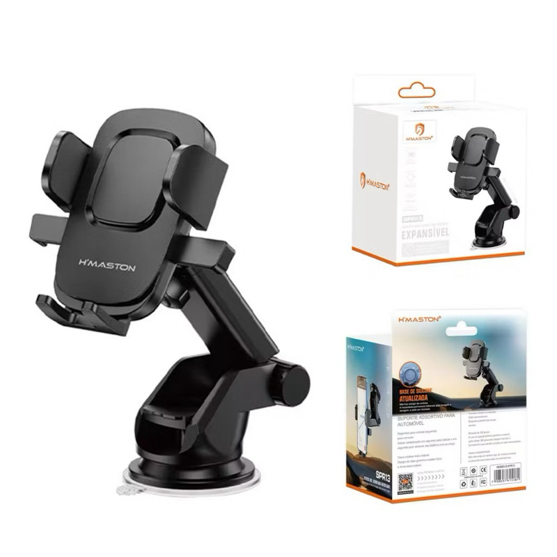 Suporte Para Carro Veicular para Celular Ventosa Universal Trava  Automática Ajustável Ajuste Rotação GPS