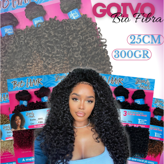 Cabelo 100% Orgânico Cacheado GoIvo 285grs 1pct - Bio Fibra