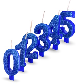VELA SUPER GLITTER NUMEROS ANIVERSARIO AZUL em Oferta na Shopee
