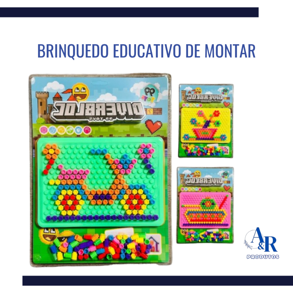Brinquedo Educativo de Montar Diverbloc Coloridos Vários Temas Mini Blocos Montessori Quebra Cabeça