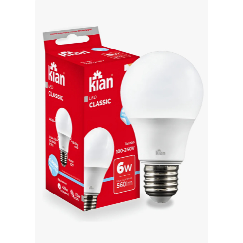 Kit 10 Lampada Bulbo Led A60 6w 450lm 6500k Branco Frio Kian