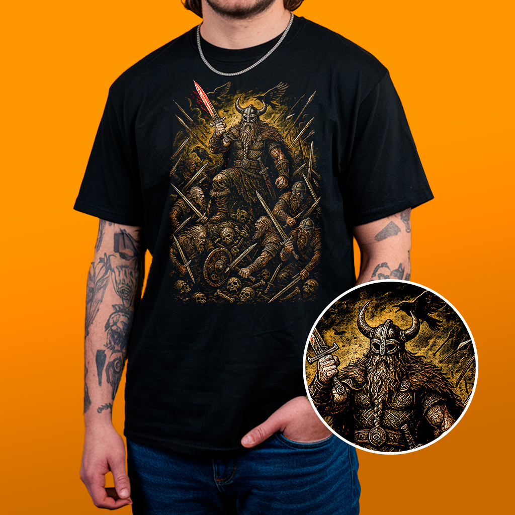 Camiseta VIKING - Estampa Reticulada Algodão 30.1