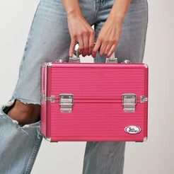 Maleta Profissional de Maquiagem Pink Tamanho Grande Jacki Design