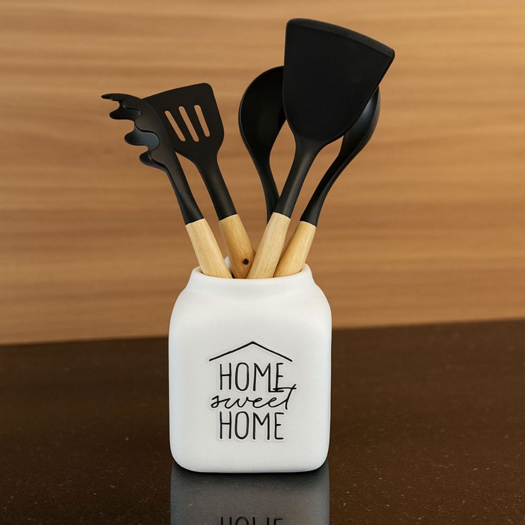 Porta Utensílios em Cerâmica Decorativa Home Sweet Home em Oferta na Shopee