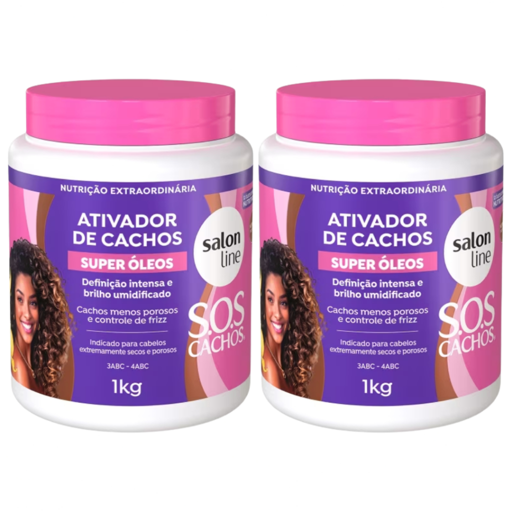 Kit com 2 Ativadores de Cachos SOS Cachos Super Óleos Salon Line 1kg em Oferta na Shopee