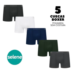 Kit 5 Cuecas Boxer SELENE Sem Costura em Poliamida Original 11070.003