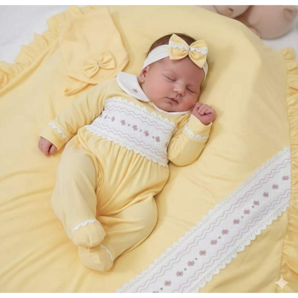 Saída Maternidade Menina Bordado Floral e Renda 04 Peças Roupa de Bebê Menina em Oferta na Shopee