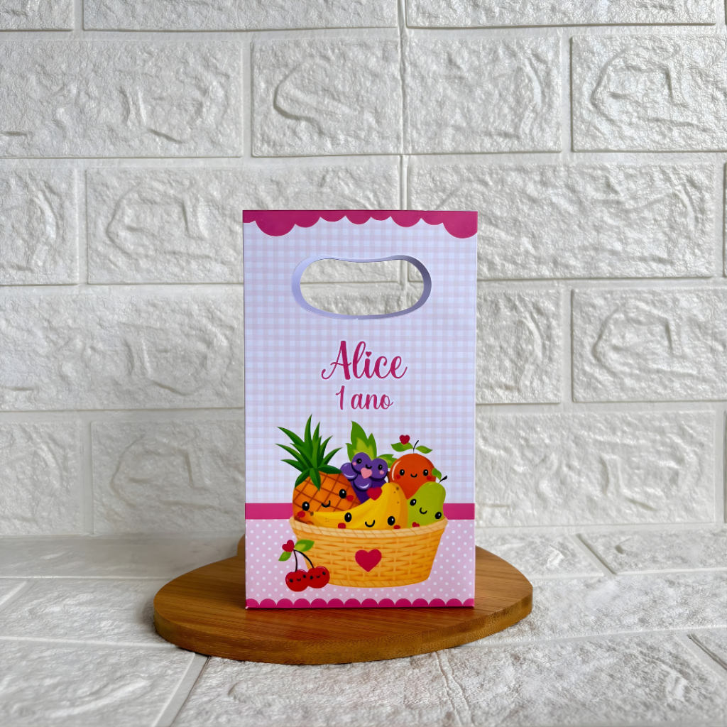 PEGUE E MONTE - Sacolinha Surpresa Personalizada Frutinhas - Tamanho PP - Festa Infantil - Aniversário – Lembrancinha