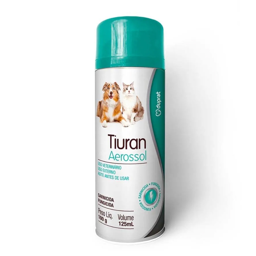 Tiuran Aerossol 125ml Contra Sarna Fungo Cães e Gatos Duprat
