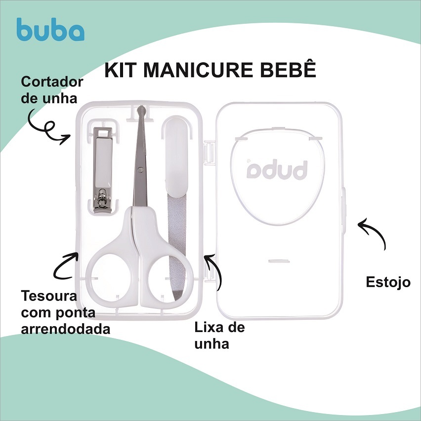 Kit Higiene Estojo Manicure Aparador Cortador Lixa Unha Infantil Buba Bebê