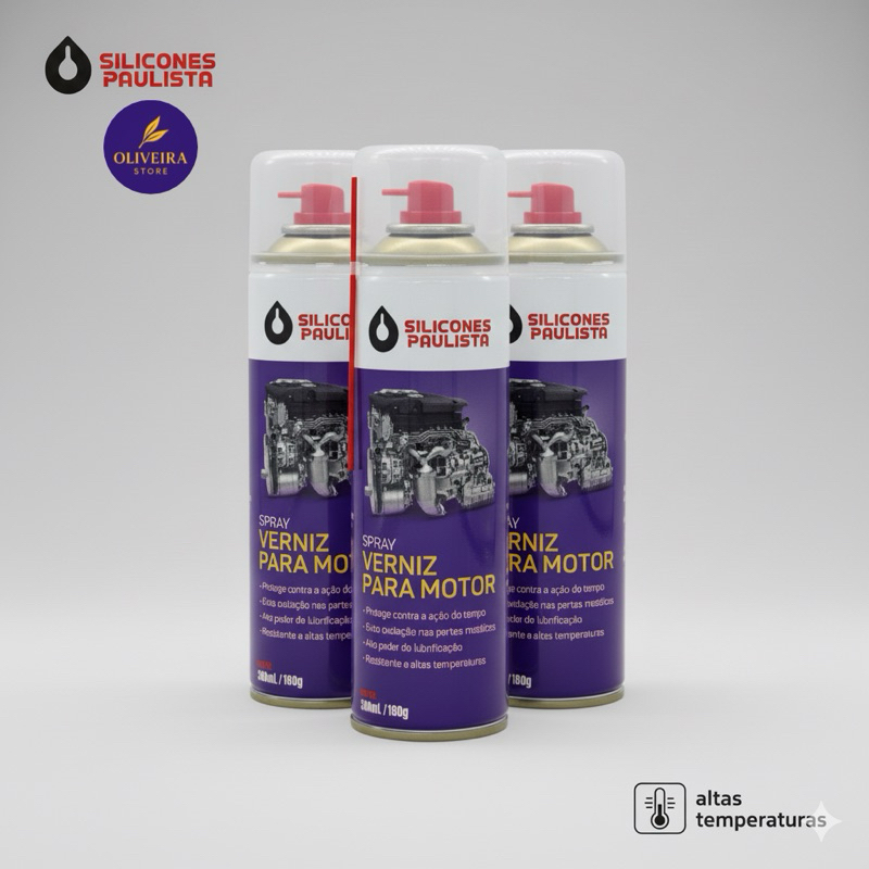 Kit 3,2,1 Unidades Spray Verniz para Motor de Carros/Motos 300ml Silicones Paulista em Oferta na Shopee