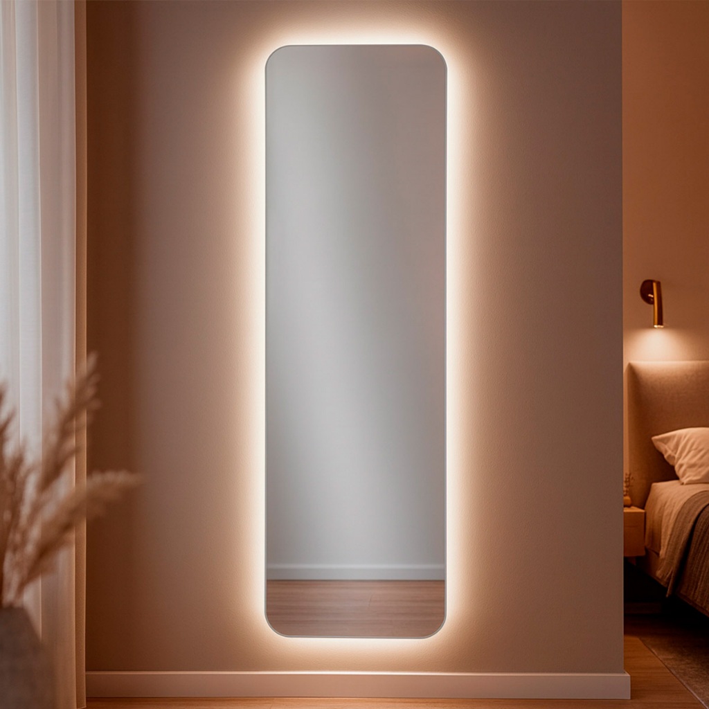 Espelho Orgânico Grande de Parede com Led Mod Retangular 150x50 Decorativo para Sala Quarto Banheiro em Oferta na Shopee