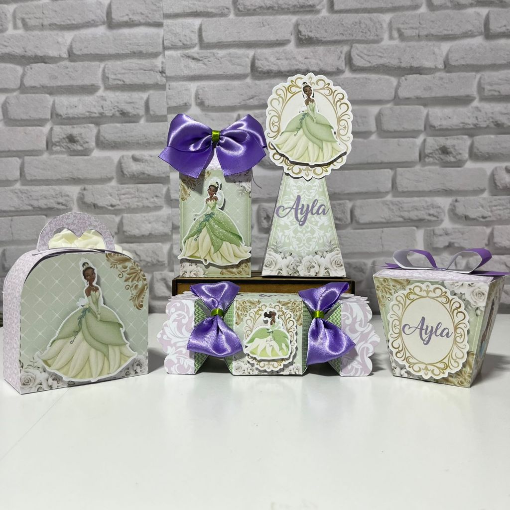 Pegue e Monte- Kit Festa Princesa Tiana -Lembrancinhas -Aniversário - Caixinhas Personalizadas - Papelaria Personalizada