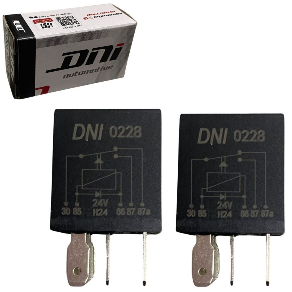 Kit Mini Relé Auxiliar Reversor Com Diodo 5 Terminais 30a 20a Mercedes Benz 24v Original DNI0228