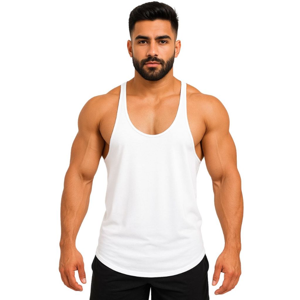Regata Cavada Masculina Nadador Camiseta Academia Musculação