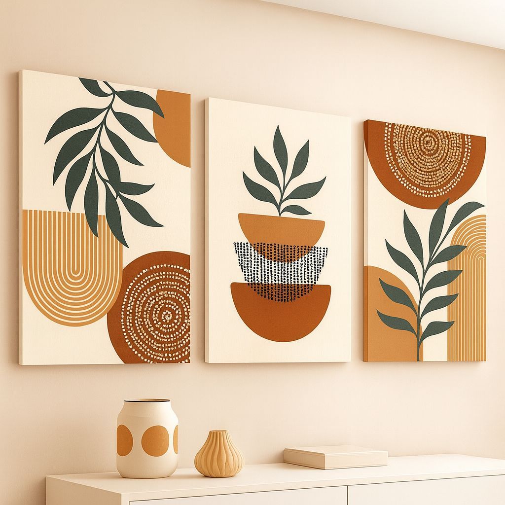 Quadro Decorativo 3 Peças Folhas de Plantas Tropicais em Estilo Boêmio Decoração Para Casa em Oferta na Shopee