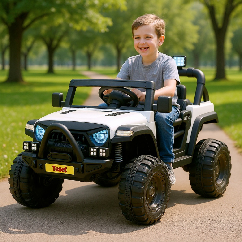 Imagem Mini Carro Eletrico infantil com Controle Remoto para Criança 2 a 5 anos Jeep Jipe 12v 2 lugares TOP