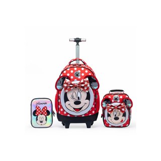 Kit Minnie Mochila Lancheira Estojo Escolar Feminina Rodinha Disney em Oferta na Shopee