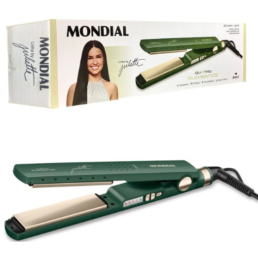 Prancha Chapinha Alisadora By Juliette Mondial 4 Elementos Bivolt P-JU-02 com Titânio e Nano Silver