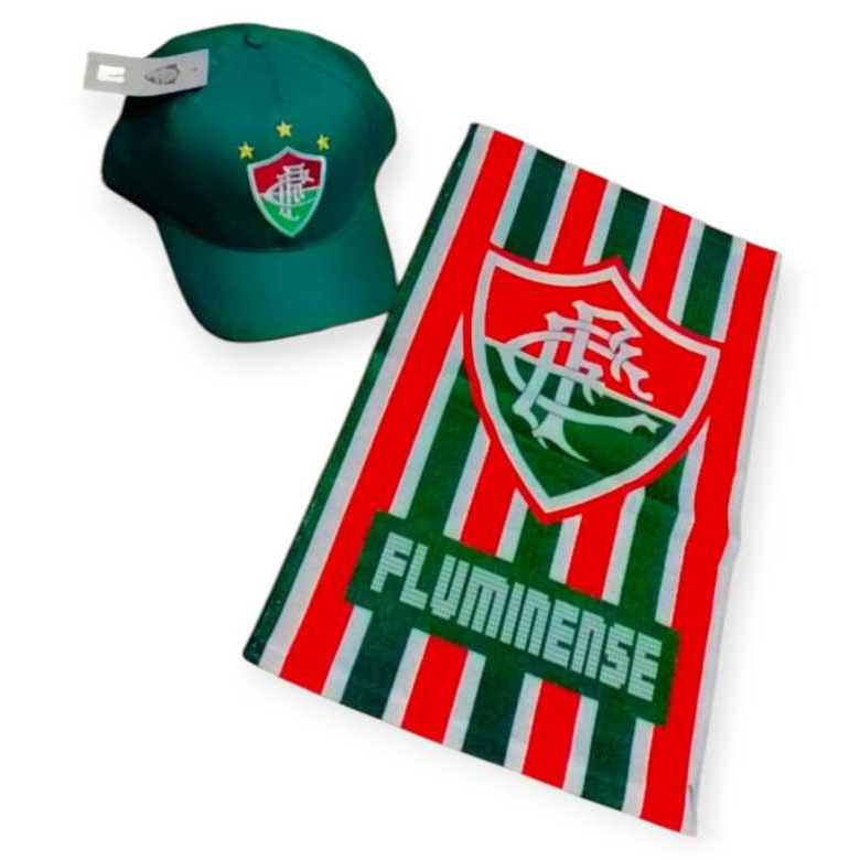KIT TOALHA DE ROSTO OU PÉ MÃO MAIS BONÉ DO FLUMINENSE ADULTO
