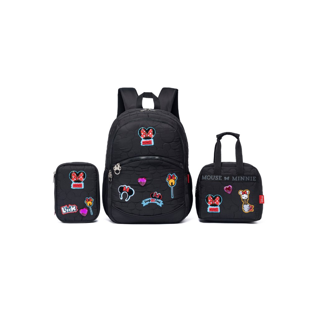 Kit Minnie Mochila Lancheira Estojo Escolar Infantil Disney em Oferta na Shopee