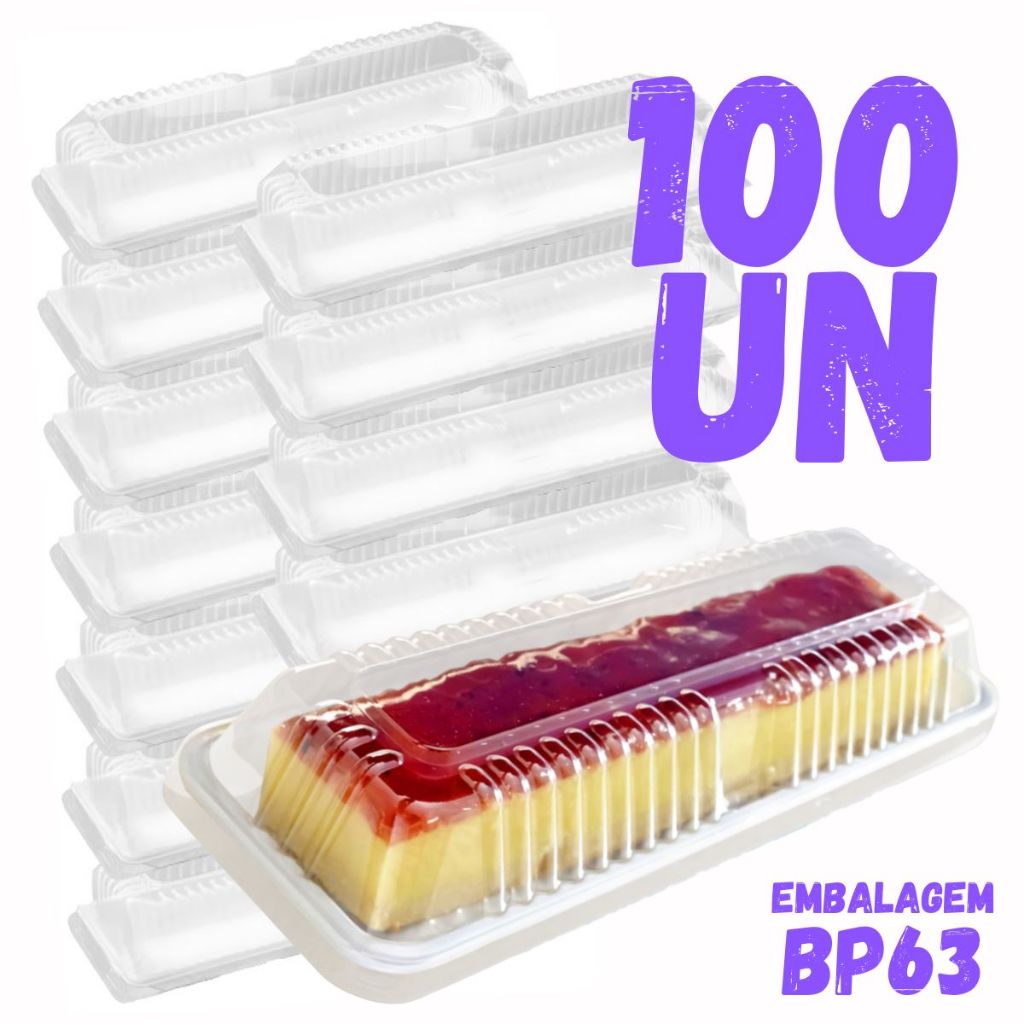 Embalagem Para Doce Bolo Torta Rocambole Retangular Bp63 Caixa 100 Unidades