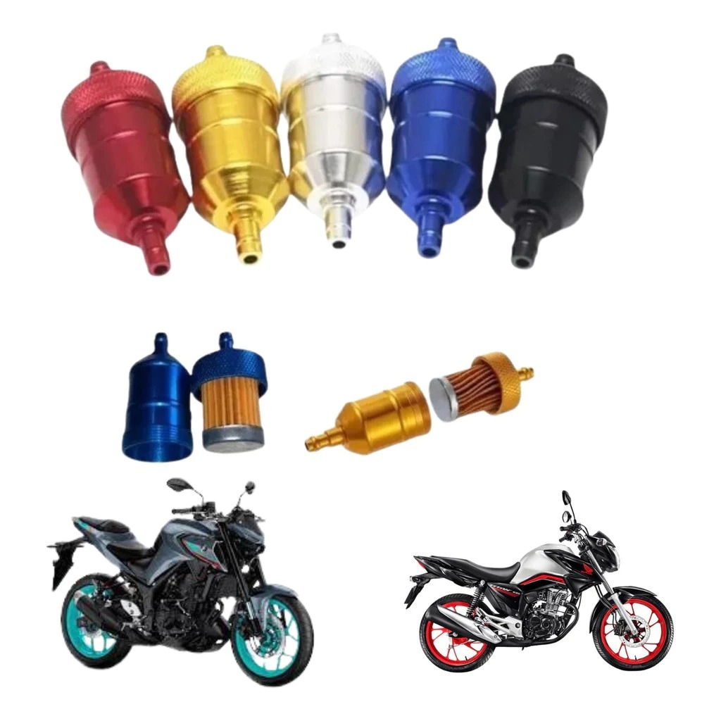 Filtro de Combustível Universal Gasolina Moto em Alumínio Lavável Colorido CNC