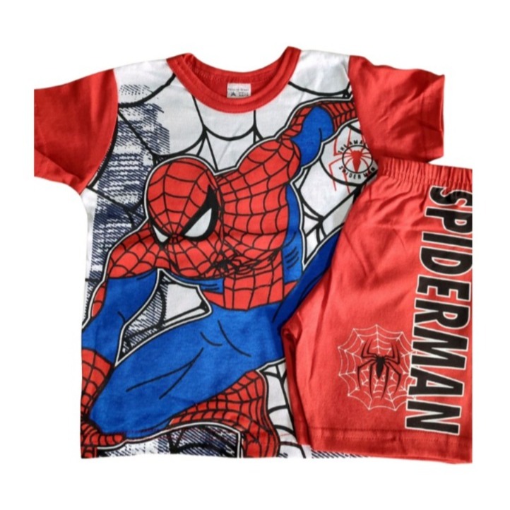 Conjunto Infantil Masculino Aranha Algodão Bermuda Camisa