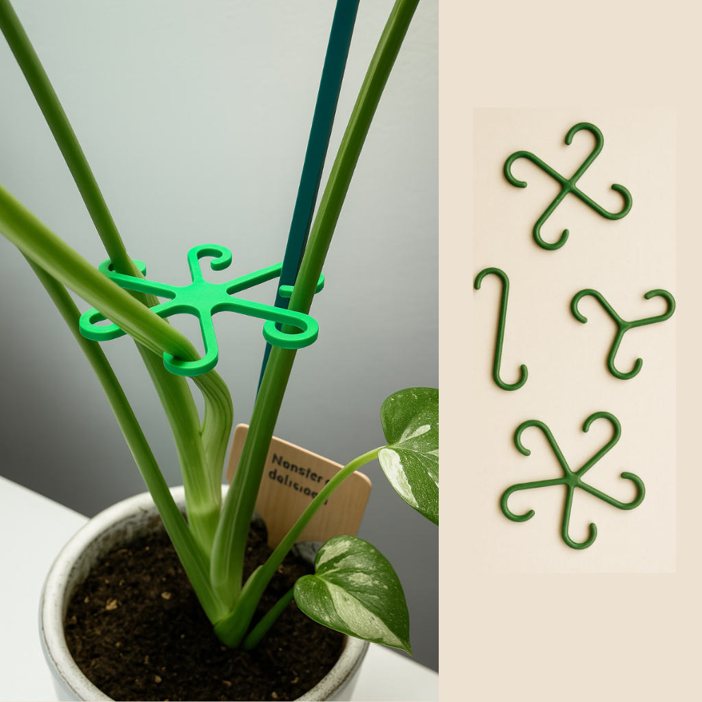 Suporte transparente com clipes para plantas trepadeiras