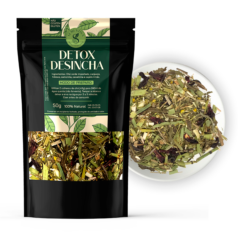 Chá Detox Desincha Diurético | Chá verde importado carqueja hibisco camomila cavalinha e capim-limão