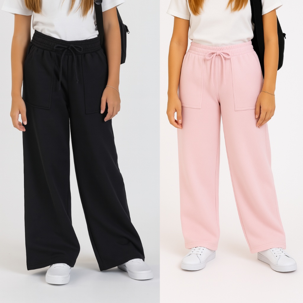 Kit 2 Calça Pantalona Juvenil Infantil Menina em Moletinho Feminina