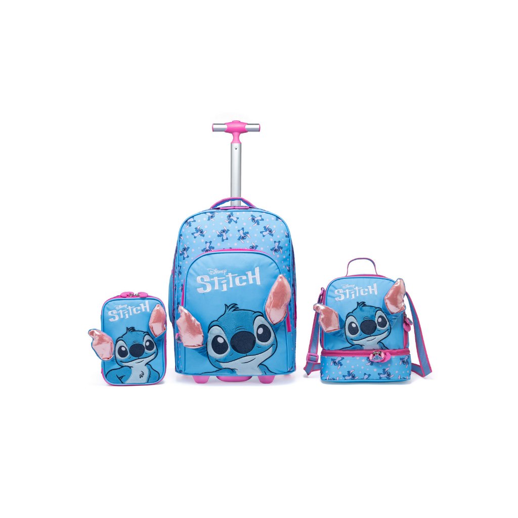 Kit Escolar Stitch Mochila Rodinha Lancheira Estojo Infantil Disney em Oferta na Shopee