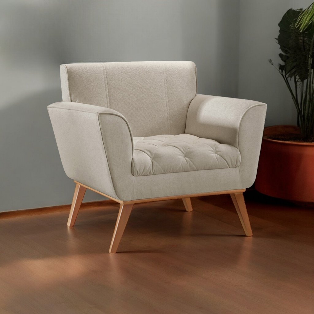 Poltrona Lyz Luxo Madeira Maciça Castellar Móbile em Oferta na Shopee