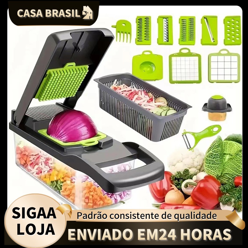 Fatiador de cozinha profissional multifuncional de aço inoxidável 16 em 1 cortador de fatias em Oferta na Shopee