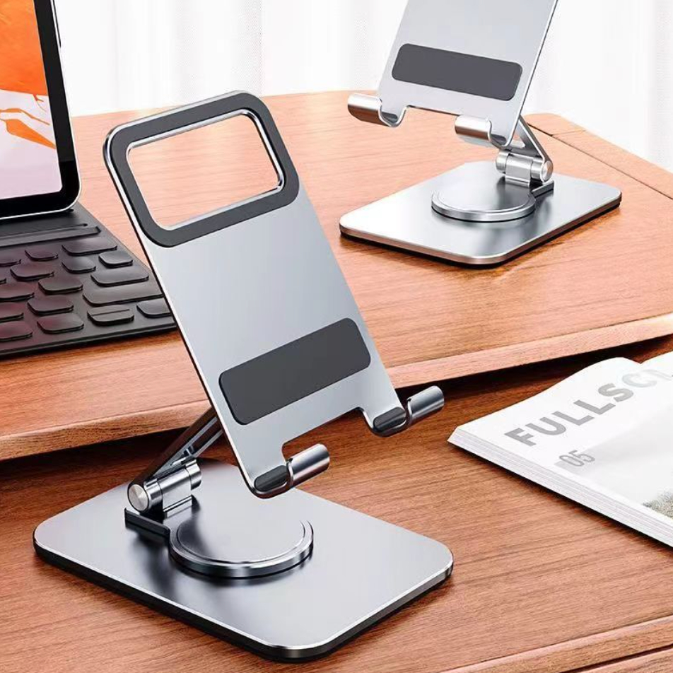 Suporte Alumínio de Mesa Base Rotatória Ajustável 360º Para Smartphones e Tablets/Suporte para PC