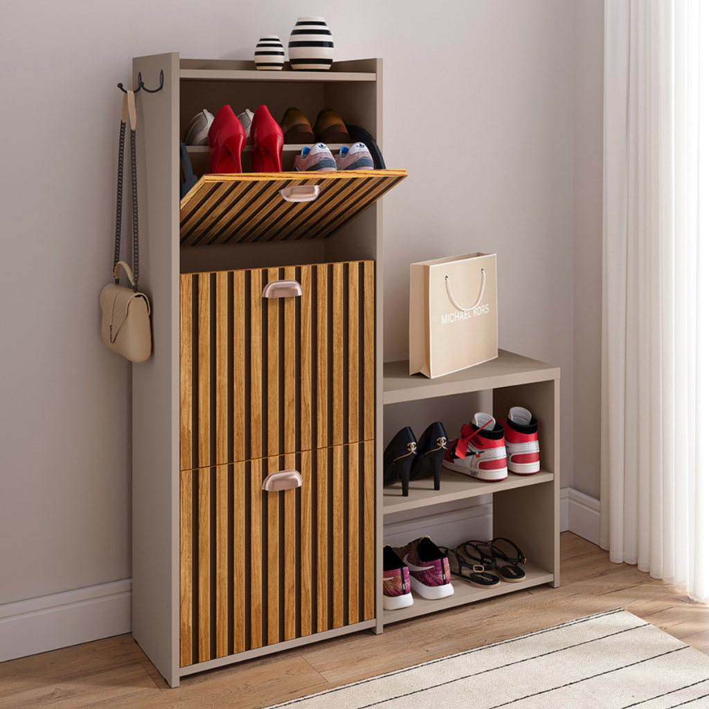Sapateira Vertical 3 Gavetas Organizadora Banco Quarto Moderna kota Closet Hall De Entrada -  Cores